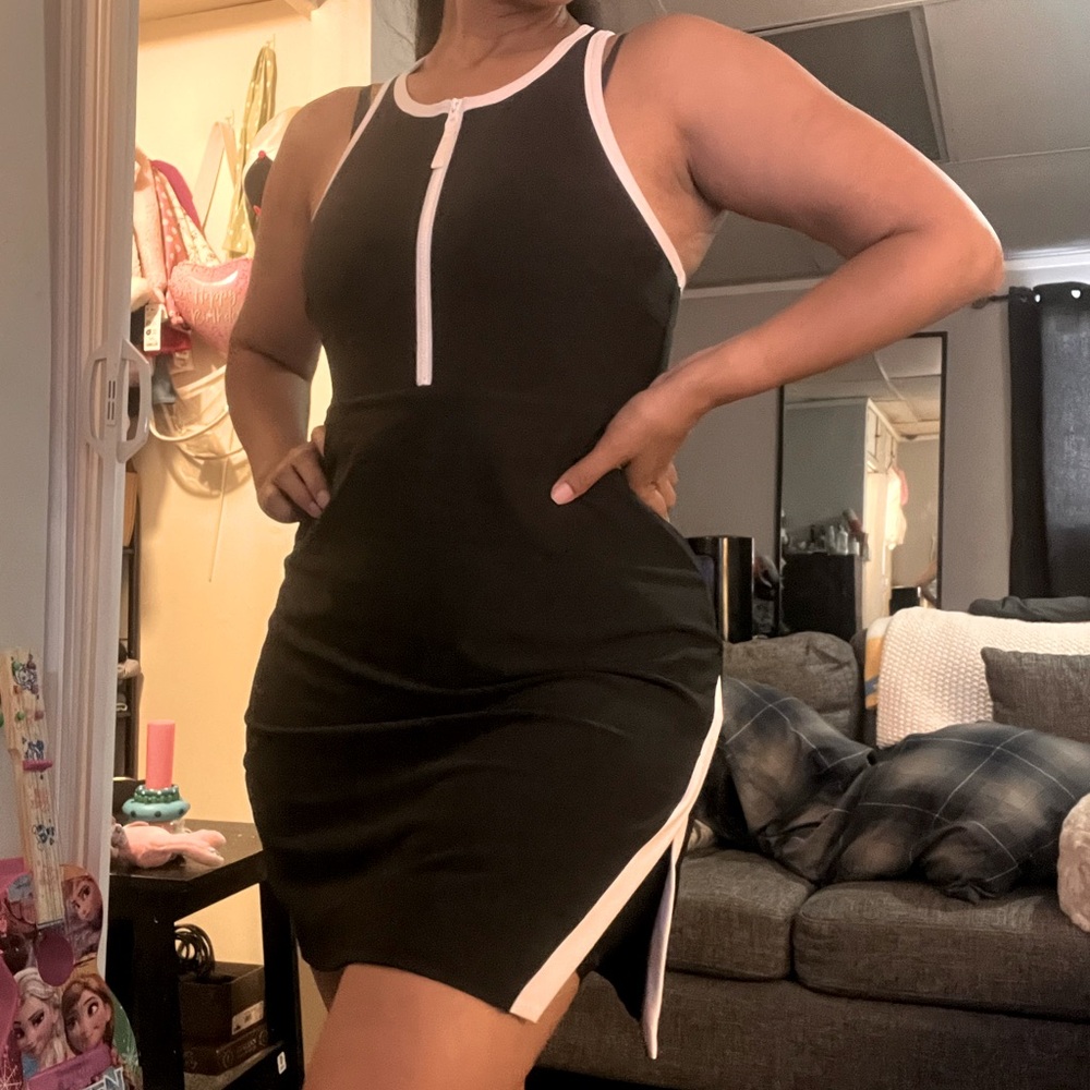 Scuba black and white skort dress